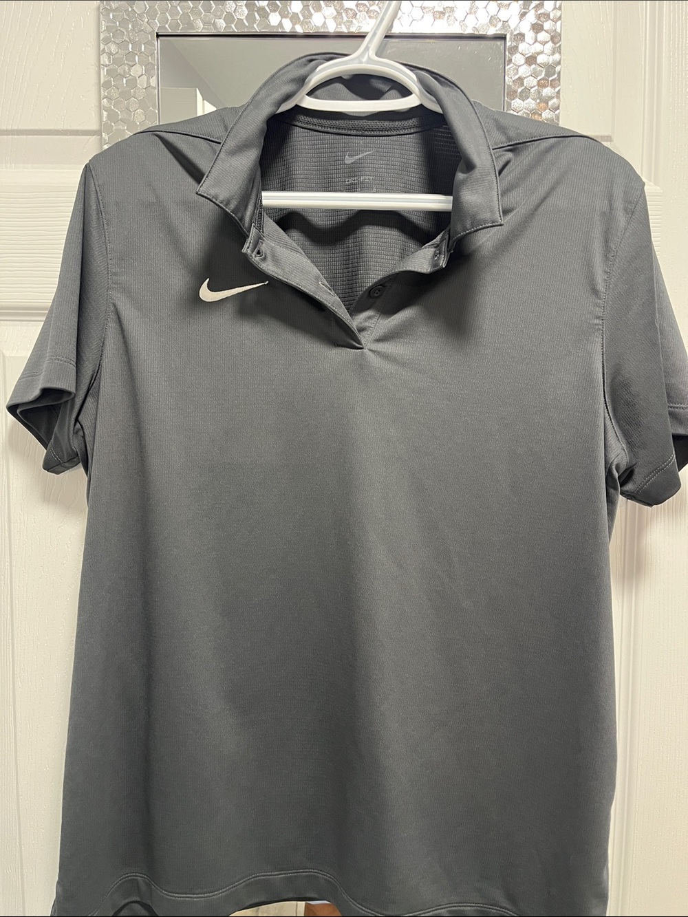Nike Women’s Charcoal Gray Polo with White Swoosh